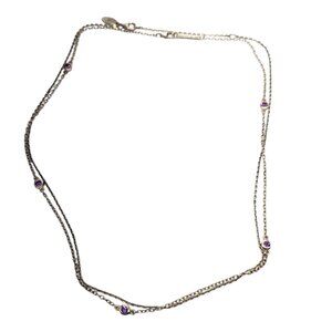Thistle & Bee Sterling Silver Amethyst and Link Chain Necklace #19670